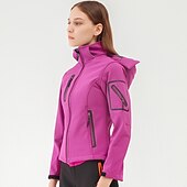 baratos Fleece &amp; Casacos 3 em 1-casaco feminino de caminhada softshell casaco com capuz casaco de lã de inverno impermeável exterior cor sólida térmica quente à prova de vento leve forro de lã casaco impermeável casaco de esqui escalada