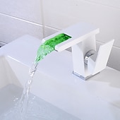 cheap Classical-Modern Style Bathroom Sink Faucet LED/Waterfall Electroplated Centerset Single Handle One HoleBath Taps/Bathroom Sink Faucet+ Accessories/Contemporary/Vintage/Yes/Brass