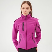 baratos Fleece &amp; Casacos 3 em 1-casaco feminino de caminhada softshell casaco com capuz casaco de lã de inverno impermeável exterior cor sólida térmica quente à prova de vento leve forro de lã casaco impermeável casaco de esqui escalada
