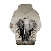 preiswerte Jungen 3D Tiere-Jungen 3D Graphic Elefant 3D Kapuzenpullover Langarm 3D-Druck Aktiv Polyester Spandex kinderkleidung