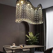 cheap Chandeliers-80cm LED Crystal Chandelier Modern Wave Design S Shaped Lantern Desgin Pendant Light Stainless Steel Electroplated 110-120V 220-240V