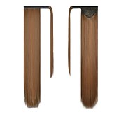 abordables Queue-de-cheval-Extensions de queue de cheval droites longues enroulées autour d&#039;un morceau de cheveux synthétiques clip dans les extensions de cheveux en queue de cheval cheveux synthétiques 28 pouces 150g