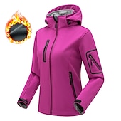 baratos Fleece &amp; Casacos 3 em 1-casaco feminino de caminhada softshell casaco com capuz casaco de lã de inverno impermeável exterior cor sólida térmica quente à prova de vento leve forro de lã casaco impermeável casaco de esqui escalada
