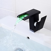 cheap Classical-Modern Style Bathroom Sink Faucet LED/Waterfall Electroplated Centerset Single Handle One HoleBath Taps/Bathroom Sink Faucet+ Accessories/Contemporary/Vintage/Yes/Brass