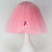 abordables Perruques de fête-perruque synthétique lady gaga perruque courte droite marron foncé gris argenté blond foncé rose vert cheveux synthétiques 12 pouces femmes confortables duveteuses rouge rose perruques de carnaval