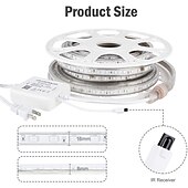 abordables Bandes lumineuses étanches-lumières de bande rgb led multi longueur changement de couleur dimmable fée noël 5050 guirlandes 60led ip65 lumières de corde extérieure intérieure étanche avec éclairage à bande led à distance 8x16mm