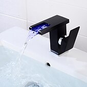 cheap Classical-Modern Style Bathroom Sink Faucet LED/Waterfall Electroplated Centerset Single Handle One HoleBath Taps/Bathroom Sink Faucet+ Accessories/Contemporary/Vintage/Yes/Brass