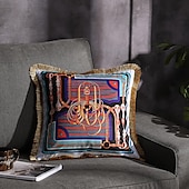 cheap Textured Throw Pillows-Decorative Toss Pillows Double Side Trend Brand Light luxury velvet tassel d Printing Pillow Case Cover Living room Bedroom Sofa Cushion cover