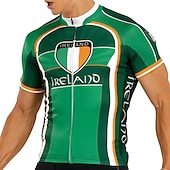 abordables Maillots pour hommes-Homme Maillot Velo Cyclisme Manche Courte Cyclisme Maillot Top avec 3 poches arrière VTT Vélo tout terrain Vélo Route Respirable Séchage rapide Evacuation de l&#039;humidité Poche arrière Gris foncé Vert