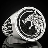 economico Anelli-anelli in acciaio inossidabile per uomo - anelli fantastici norse odin fenrir anello vichingo mago guerriero cacciatore testa di lupo in rilievo zampa di lupo anelli di gioielli vantaggiosi - moda