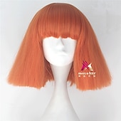abordables Perruques de fête-perruque synthétique lady gaga perruque courte droite marron foncé gris argenté blond foncé rose vert cheveux synthétiques 12 pouces femmes confortables duveteuses rouge rose perruques de carnaval
