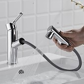 cheap Classical-Bathroom Sink Faucet - Pull out Electroplated / Painted Finishes Centerset Single Handle One HoleBath Taps