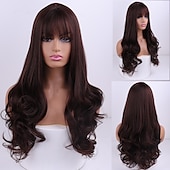 voordelige Synthetische pruiken-Synthetische pruiken Body Golf Middelste stuk Machinegemaakt Pruik Roze Lang A1 A2 A3 A4 A5 Synthetisch haar Dames Klassiek Modieus Roze Rood / Alledaagse kleding