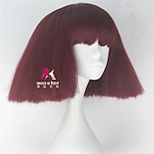 abordables Perruques de fête-perruque synthétique lady gaga perruque courte droite marron foncé gris argenté blond foncé rose vert cheveux synthétiques 12 pouces femmes confortables duveteuses rouge rose perruques de carnaval