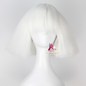 abordables Perruques de fête-perruque synthétique lady gaga perruque courte droite marron foncé gris argenté blond foncé rose vert cheveux synthétiques 12 pouces femmes confortables duveteuses rouge rose perruques de carnaval