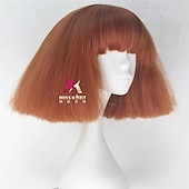 abordables Perruques de fête-perruque synthétique lady gaga perruque courte droite marron foncé gris argenté blond foncé rose vert cheveux synthétiques 12 pouces femmes confortables duveteuses rouge rose perruques de carnaval