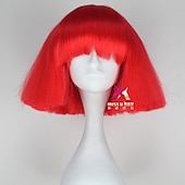 abordables Perruques de fête-perruque synthétique lady gaga perruque courte droite marron foncé gris argenté blond foncé rose vert cheveux synthétiques 12 pouces femmes confortables duveteuses rouge rose perruques de carnaval