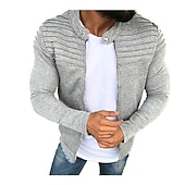 voordelige Casual Jassen-Voor heren Overgangsjack Vrijetijdsjas shacket Cardigan Alledaagse kleding Herfst Marine Rode Wijn Zwart Lichtgrijs Gewatteerd jack