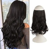 voordelige Clip-in-extensies-hair extensions onzichtbare geheime draad verborgen kroon hair extensions een stuk krullend golvend verborgen haarverlenging synthetische haarstukjes voor vrouwen 20 inch