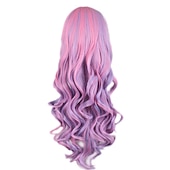 billige Filmkarakter parykker-cosplay parykk bølget midtdel parykk foto farge blanding rosa blå lilla blandet blå rosa a11 mørk brun / gylden blond syntetisk hår kvinners røde halloween parykker