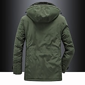 billiga Pufferjackor-herr vandrings fleece jacka vinterjacka tjock varm huva parka militär vindjacka utomhus avtagbar keps trenchcoat ytterkläder jakt skid snowboard camping grottning svart armé grön khaki mörkblå