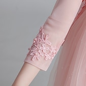 preiswerte Kleider für die Blumenmädchen-kinderkleidung Mädchen Blumenmädchen Kleid Kleid Blumen Langarm Hochzeit Party Gitter Kuschelig Polyester Maxi Tüll-Kleid Blumenmädchenkleid Weiß Rosa Gold