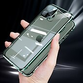 お買い得  iPhone用ケース-iPhone 16 15 14 13 12 11 Pro Max Plus 用マグネット強化ガラスケース - 両面金属フレーム、フルボディレンズプロテクター、ショックプロof透明カバー