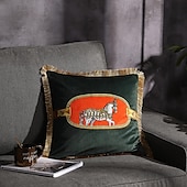 cheap Textured Throw Pillows-Decorative Toss Pillows Double Side Trend Brand Light luxury velvet tassel d Printing Pillow Case Cover Living room Bedroom Sofa Cushion cover