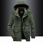 preiswerte Sportjacke-Winterjacke Herren Wander-Fleecejacke für Herren Winterjacke dick warm mit Kapuze Parka Militär Windjacke Outdoor abnehmbare Kappe schwarz Trenchcoat Oberbekleidung Jagd Ski Snowboard Camping