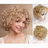 voordelige oudere pruik-roaring 20s pruik synthetische pruik krullend krullend pruik kort blond synthetisch haar vrouwen blond
