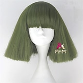 abordables Perruques de fête-perruque synthétique lady gaga perruque courte droite marron foncé gris argenté blond foncé rose vert cheveux synthétiques 12 pouces femmes confortables duveteuses rouge rose perruques de carnaval