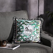 cheap Textured Throw Pillows-Decorative Toss Pillows Double Side Trend Brand Light luxury velvet tassel d Printing Pillow Case Cover Living room Bedroom Sofa Cushion cover