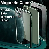 お買い得  iPhone用ケース-iPhone 16 15 14 13 12 11 Pro Max Plus 用マグネット強化ガラスケース - 両面金属フレーム、フルボディレンズプロテクター、ショックプロof透明カバー