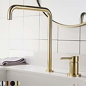 abordables Classiques-Robinet de lavabo de salle de bain, finition noir/chrome/or brossé/or rose répandu mitigeur de lavabo à deux trous mitigeur de lavabo robinet de salle de bain avec interrupteur chaud et froid