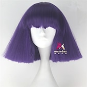 abordables Perruques de fête-perruque synthétique lady gaga perruque courte droite marron foncé gris argenté blond foncé rose vert cheveux synthétiques 12 pouces femmes confortables duveteuses rouge rose perruques de carnaval