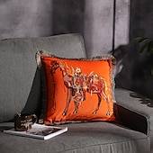 cheap Textured Throw Pillows-Decorative Toss Pillows Double Side Trend Brand Light luxury velvet tassel d Printing Pillow Case Cover Living room Bedroom Sofa Cushion cover