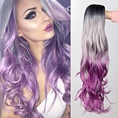 baratos Perucas Sintéticas-Perucas de Cosplay Onda Profunda Franja Lisa Peruca Longo A1 A2 A3 A4 A5 Cabelo Sintético Mulheres Clássico Moda Vermelho Preta