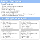 זול שלט רחוק-אורות רצועת led rgb 10 m tiktok אורות 2835 smd 600 led מחרוזת קלטת 44 מפתח ir שלט רחוק led סרט סרט תחת ארון קישוט