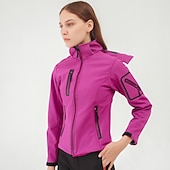 baratos Fleece &amp; Casacos 3 em 1-casaco feminino de caminhada softshell casaco com capuz casaco de lã de inverno impermeável exterior cor sólida térmica quente à prova de vento leve forro de lã casaco impermeável casaco de esqui escalada