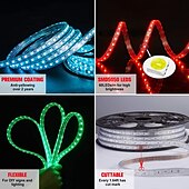 abordables Bandes lumineuses étanches-lumières de bande rgb led multi longueur changement de couleur dimmable fée noël 5050 guirlandes 60led ip65 lumières de corde extérieure intérieure étanche avec éclairage à bande led à distance 8x16mm