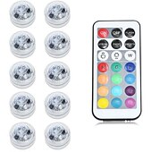 abordables Éclairage subaquatique-10 pièces lumières led submersibles lumières multicolores sous-marines étanche télécommande rvb piscine adaptée pour baignoire étang vases aquariums
