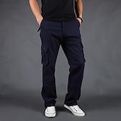 cheap Cargo Pants-Men's Cargo Pants Cargo Trousers Trousers Tactical Work Pants Straight Leg Flap Pocket Plain Comfort Breathable Full Length Outdoor Work Basic Tactical Black Army Green Inelastic