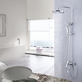 cheap Shower Faucets-Shower Faucet,Shower System Rainfall Shower Head System Set Handshower Included pullout Multi Spray Shower Contemporary Traditional Electroplated Mount Outside Ceramic Valve Bath Shower Mixer Taps