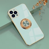 Недорогие Чехлы для iPhone-Чехол для телефона для iPhone 16e iPhone 16 iPhone 15 Pro Max Plus iPhone 14 13 12 11 Pro Max Mini X XR XS Max 8 7 Plus чехол с подставкой кольцом защитой объектива камеры TPU с покрытием