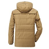 billiga Herrjackor och -rockar-herr vinter fleecejacka militära taktiska jackor tjocka varma jackor avtagbar luva vindjacka sport trenchcoats topp parka plus size fleecefoder flerfickor fritids ytterkläder brun