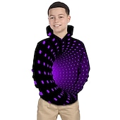 ieftine Viziune 3D și geometrie a băiatului-Băieți 3D Geometric Hanorac cu Glugă Manșon Lung Tipărire 3D Primăvară Iarnă Activ De Bază Copii Copil Zilnic