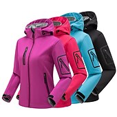 baratos Fleece &amp; Casacos 3 em 1-casaco feminino de caminhada softshell casaco com capuz casaco de lã de inverno impermeável exterior cor sólida térmica quente à prova de vento leve forro de lã casaco impermeável casaco de esqui escalada