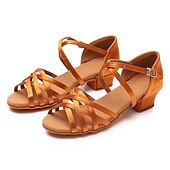 voordelige Dansschoenen voor kinderen-Meisjes satijnen latin dansschoenen met bandjes, flexibele zool en lage hak – ideaal voor ballroom- of salsa-optredens