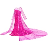 abordables Costumes pour filles-La Reine des neiges Princesse Elsa Robe Robe de demoiselle d&#039;honneur Combinaison A-ligne Robe à Motifs Cosplay de Film for Fille Journée des enfants Mascarade Mariage robe demoiselle d honneur