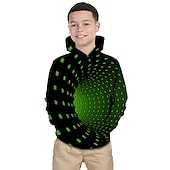 ieftine Viziune 3D și geometrie a băiatului-Băieți 3D Geometric Hanorac cu Glugă Manșon Lung Tipărire 3D Primăvară Iarnă Activ De Bază Copii Copil Zilnic
